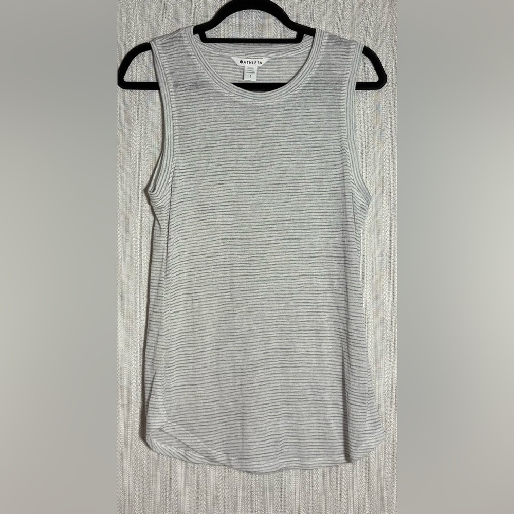 Athleta Gray Striped Tank Top